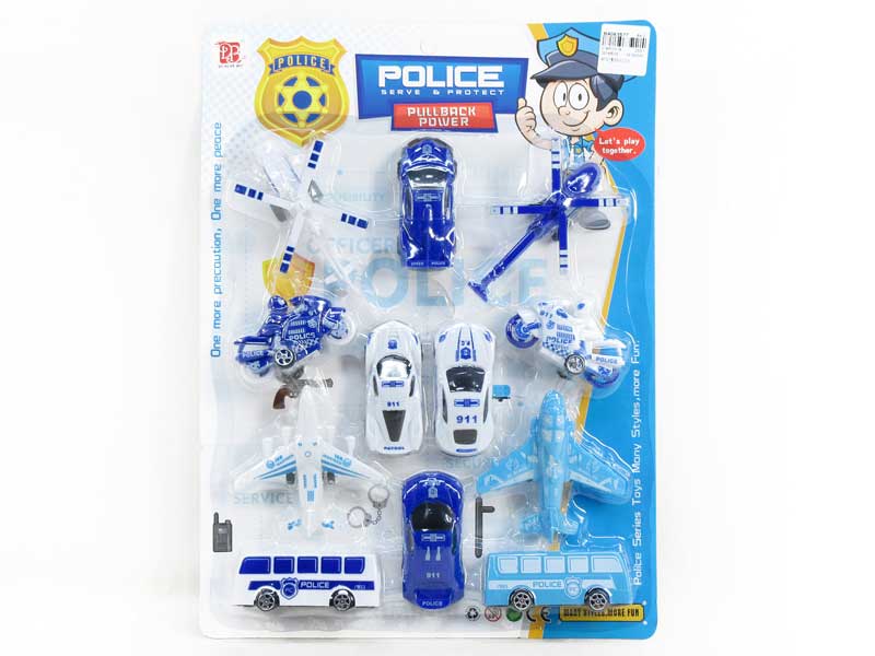 Pull Back Police Car Set(12n1) toys