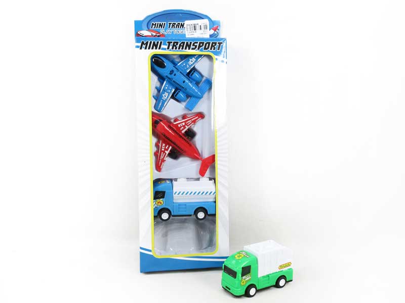 Pull Back Plane & Pull Back Construction Truck(4in1) toys