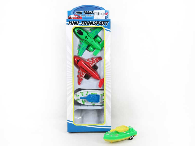 Pull Back Plane & Pull Back Ship(4in1) toys