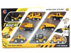 1:55 Die Cast Construction Truck Pull Back(8in1)