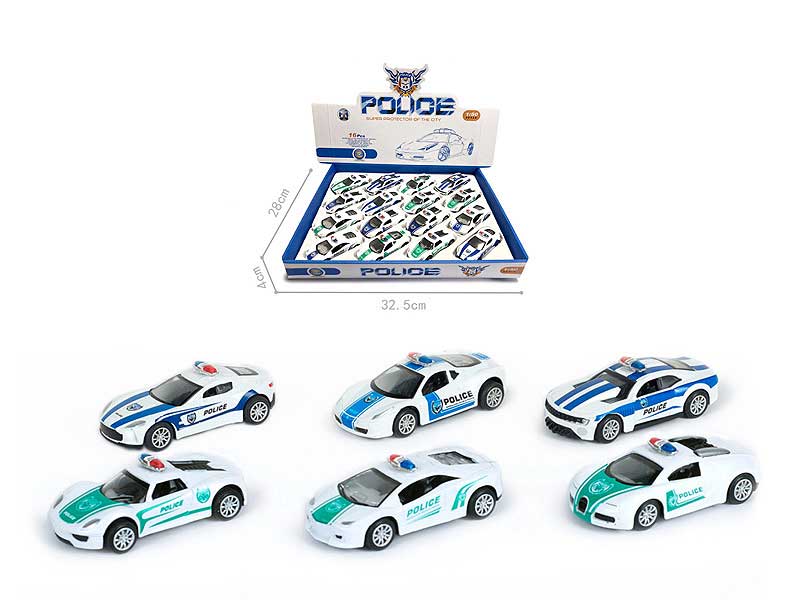 Die Cast Police Car Pull Back(16in1) toys