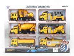 1:40 Die Cast Construction Truck Pull Back(6in1)