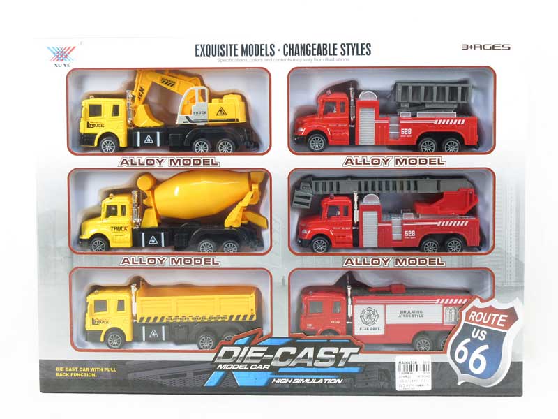 1:40 Die Cast Car Pull Back(6in1) toys