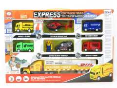 Pull Back Car Set & Free Wheel Container Truck(7in1)