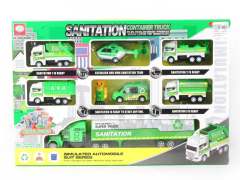Pull Back Car Set & Free Wheel Container Truck(7in1)