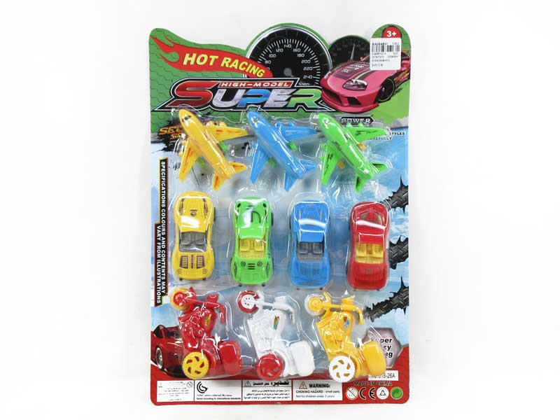 Pull Back Plane ＆ Pull Back Car & Pull Back Motorcycle(10in1) toys