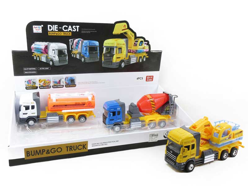 Die Cast Construction Truck Pull BackW/L_M(6in1) toys