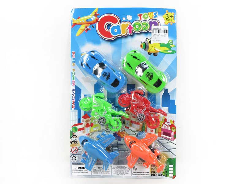 Pull Back Airplane & Motorcycle & Car toys