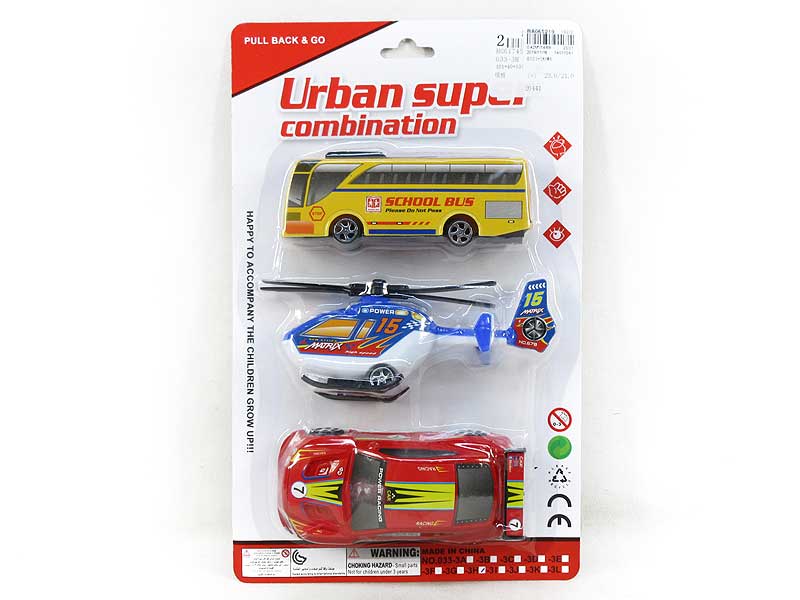 Pull Back Bus & Airplane & Racing Car toys