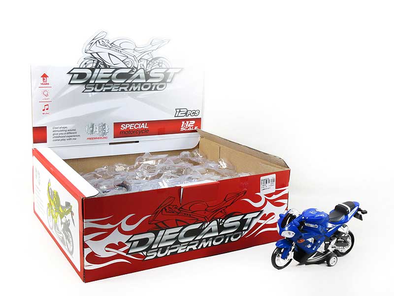 Die Cast Motorcycle Pull Back W/L_S(12in1) toys