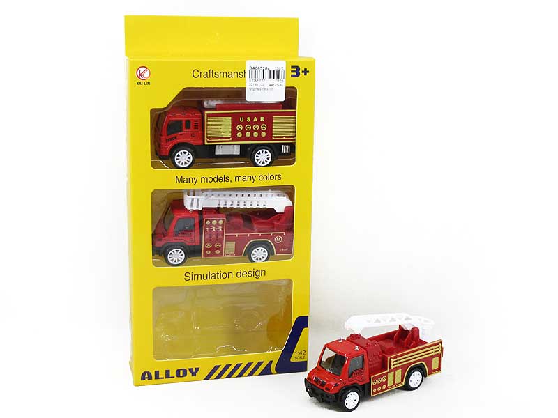 1:42 Die Cast Fire Engine Pull Back W/L_M(3in1) toys