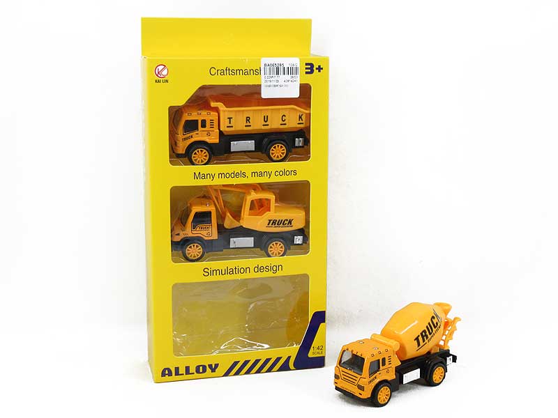 1:42 Die Cast Construction Truck Pull Back W/L_M(3in1) toys