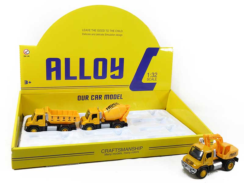 1:32 Die Cast Construction Truck Pull Back W/L_M(12in1) toys