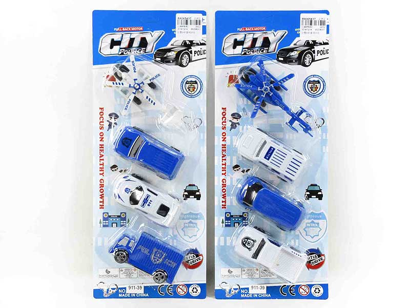 Pull Back Police Car & Pull Back Helicopter(4in1) toys