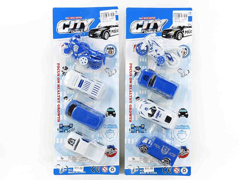 Pull Back Police Car & Pull Back Motorcycle(4in1) toys
