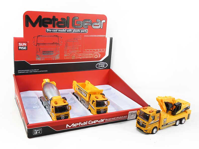 1:43 Die Cast Construction Truck Pull Back(6in1) toys