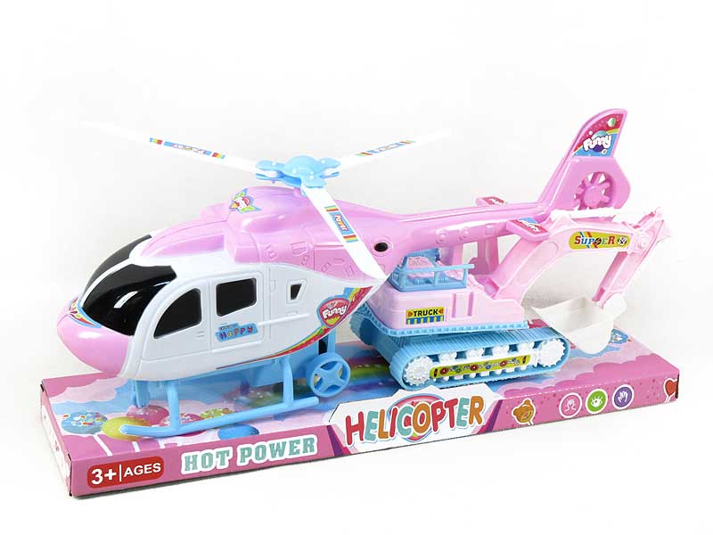 Pull Back Helicopter & Free Wheel Construction Truck(2in1) toys