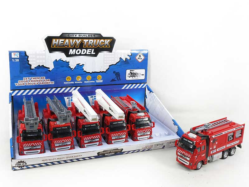 Die Cast Fire Engine Pull Back W/L_S(6in1) toys