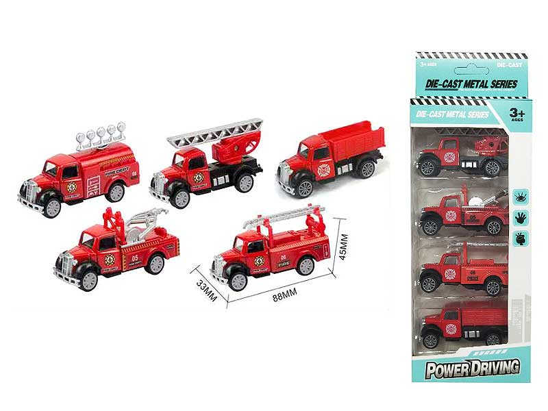 Metal Pull Back Fire Engine(4in1) toys