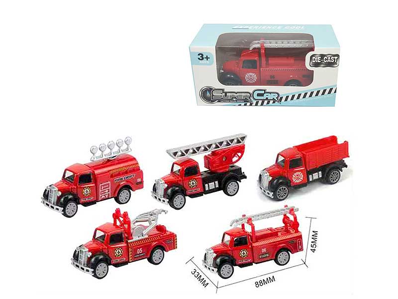 Die Cast Fire Engine Pull Back(5S) toys