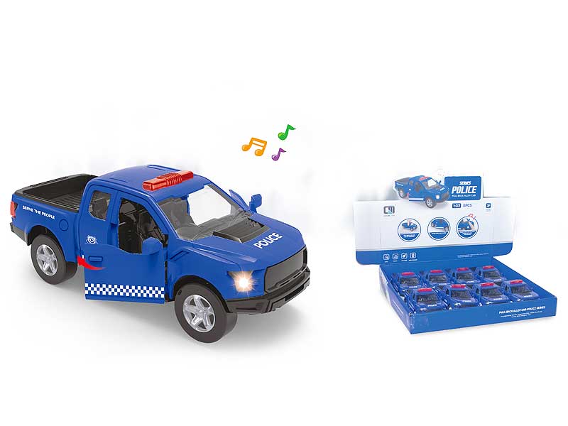 Die Cast Police Car Pull Back W/L_M (8in1) toys