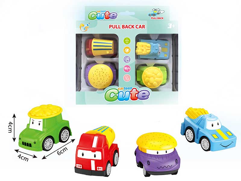 Pull  Back Cartoon Car(4in1) toys