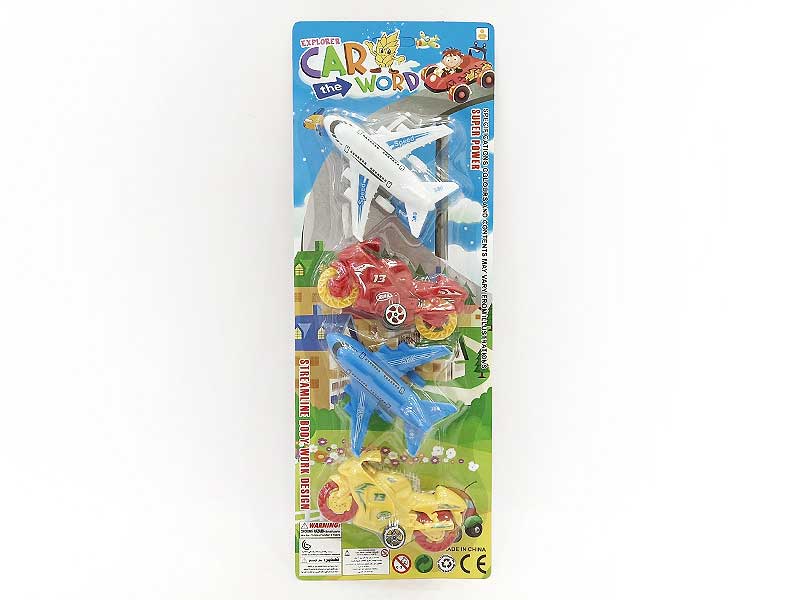 Pull Back Airplane & Motorcycle(4in1) toys