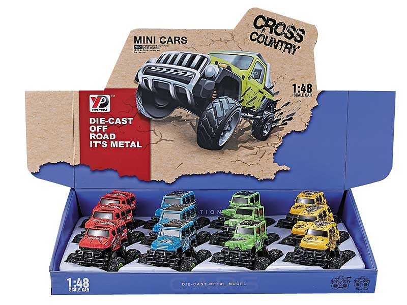 Die Cast Cross-country Jeep Pull Back(12in1) toys
