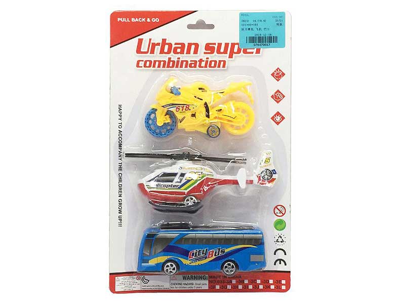Pull Back Motorcycle & Bus & Airplane toys