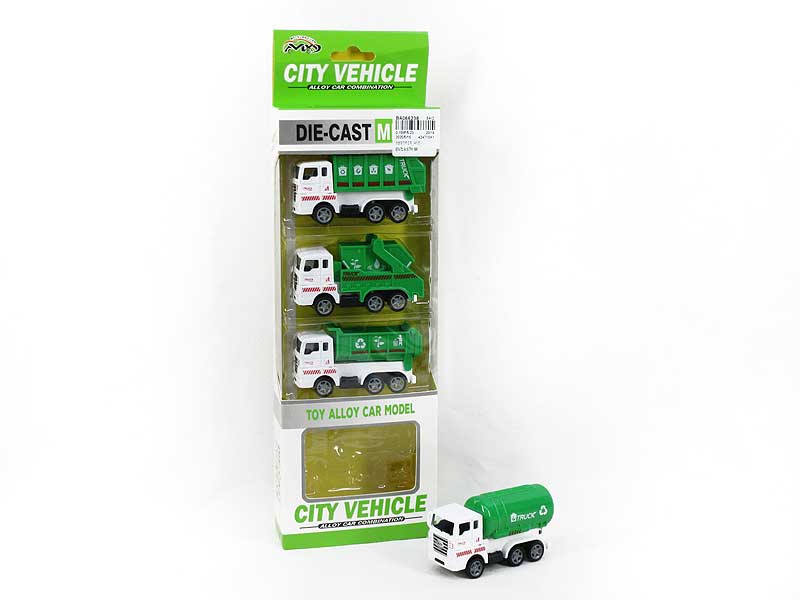 Die Cast Sanitation Car Pull Back(4in1) toys
