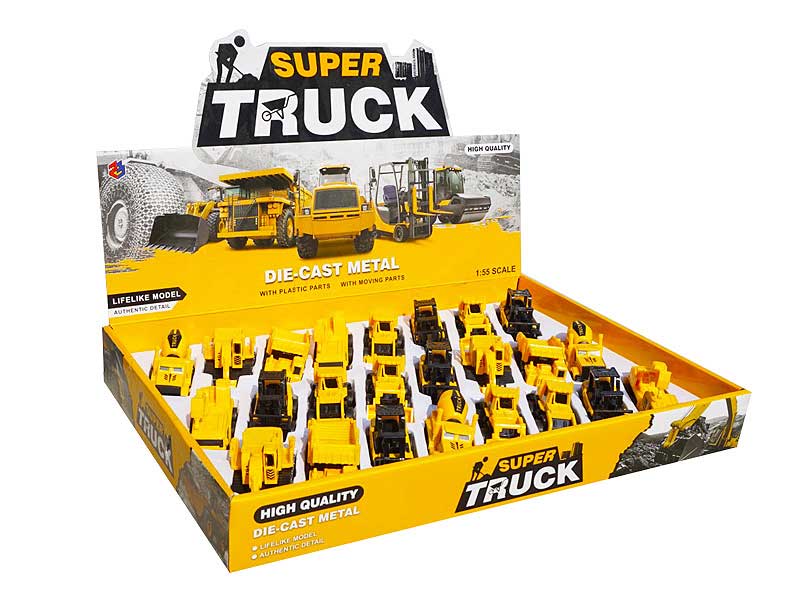 1:55 Die Cast Construction Truck Pull Back(24in1) toys
