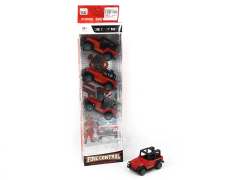 Die Cast Fire Engine Jeep Pull Back(4in1)