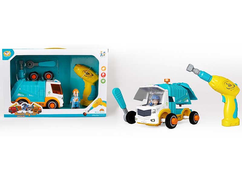 Pull Back Diy Sanitation Car W/M toys