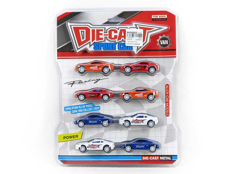 1:72 Die Cast Sports Car Pull Back(8in1) toys