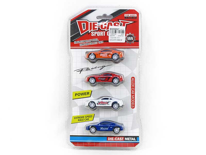 1:72 Die Cast Sports Car Pull Back(4in1) toys