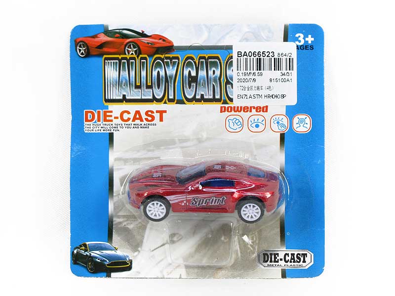 1:72 Die Cast Sports Car Pull Back(4C) toys