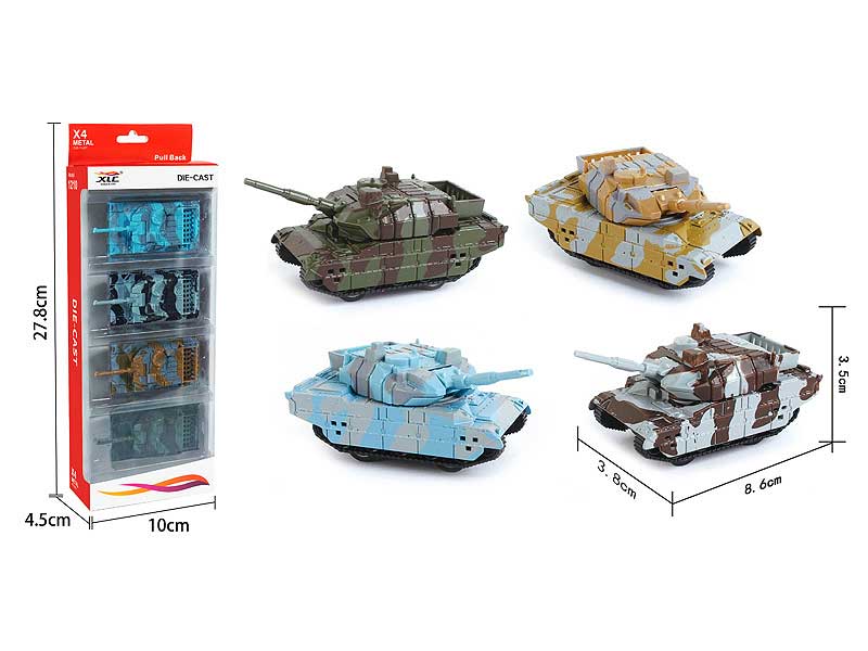 Die Cast Tank Pull Back(4in1) toys