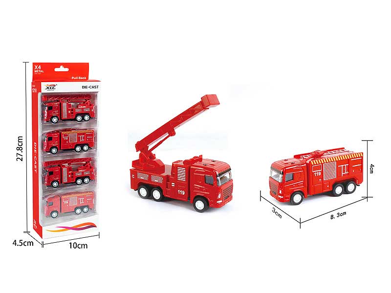 Die Cast Fire Engine Pull Back(4in1) toys