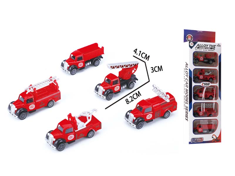 1:64 Die Cast Fire Engine Pull Back(5in1) toys