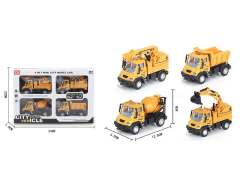 1:64 Pull Back Construction Truck(4in1)