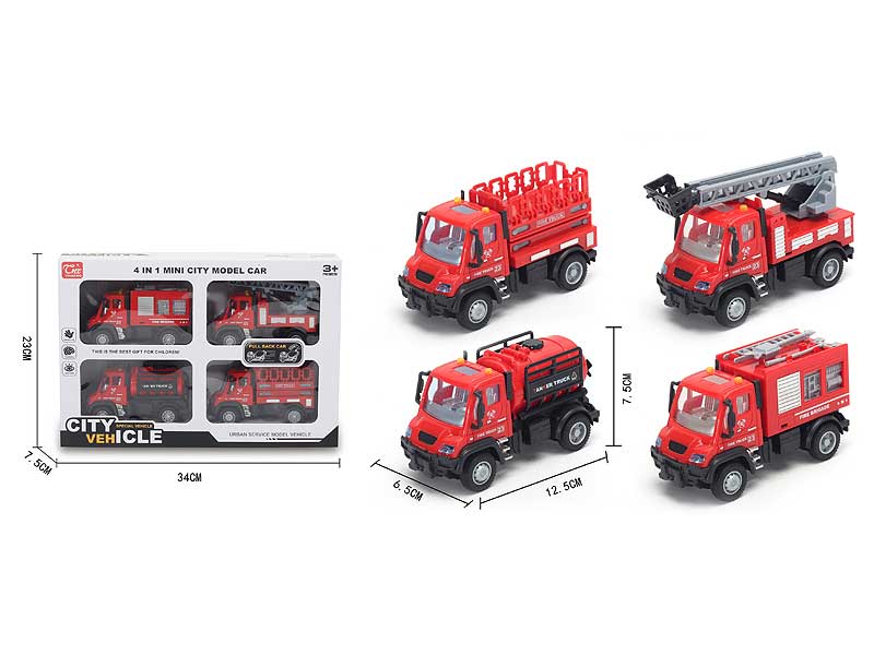 1:64 Pull Back Fire Engine(4in1) toys