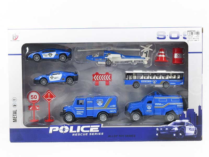 Die Cast Police Car  Set Pull Back toys
