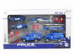 Die Cast Police Car  Set Pull Back