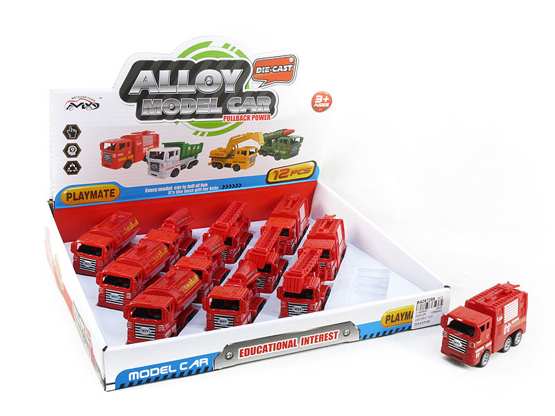 Die Cast Fire Engine Pull Back(12in1) toys