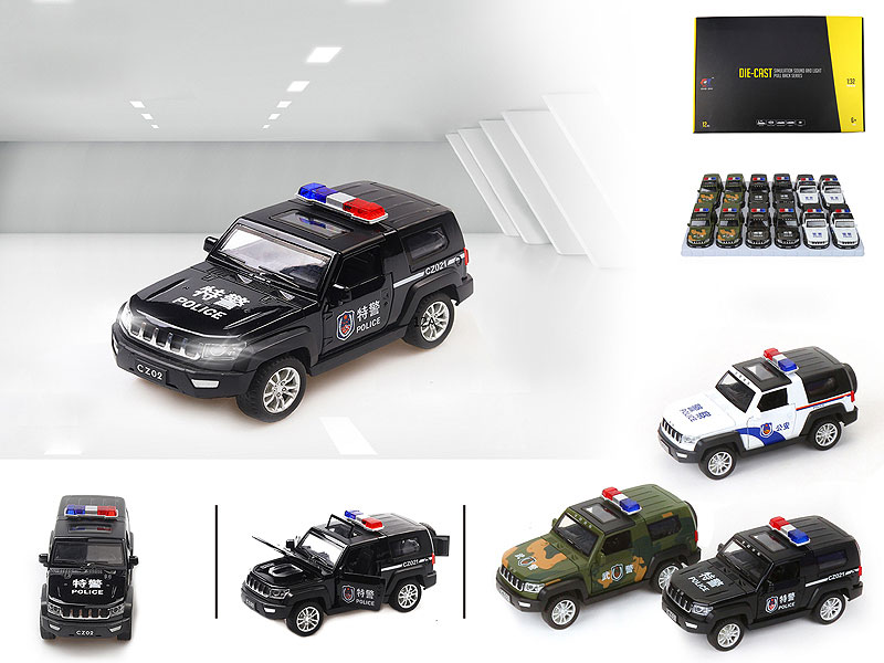 1:32 Die Cast Police Car Pull Back W/L_S(12in1) toys