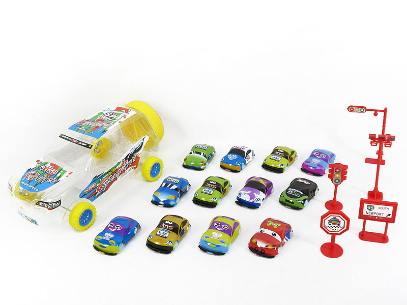 Pull Back Car & Guidepost(12in1) toys