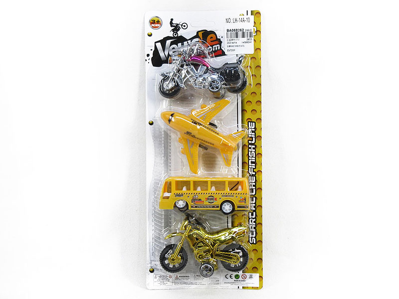 Pull Back Motorcycle & Pull Back Plane & Pull Back Bus(4in1) toys
