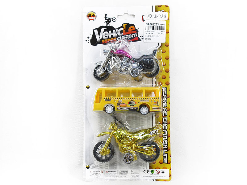 Pull Back Motorcycle &  Pull Back Bus(3in1) toys