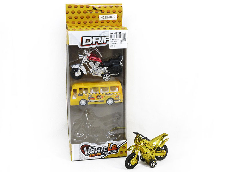 Pull Back Motorcycle & Pull Back Bus(3in1) toys
