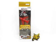 Pull Back Motorcycle & Pull Back Bus & Pull Back Plane(4in1)